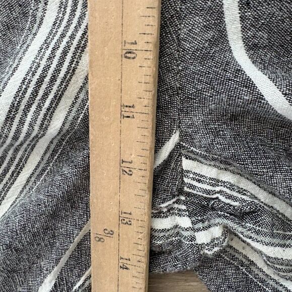 Happily Grey Linen Blend Striped Wide Leg Pants XL Paperbag Waist Belted Casual - Picture 8 of 14